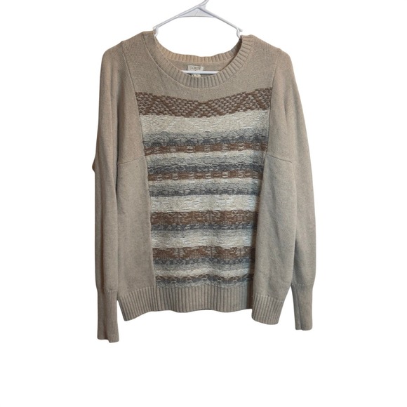 J.Crew Sweaters - J.Crew Womens Tan Merino Wool Blend Fair Isle Crewneck Sweater B3798 Small